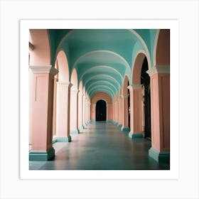 Pink Hallway - Pink Stock Videos & Royalty-Free Footage Art Print