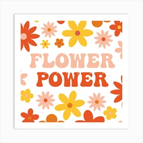 Flower Power Pink Square Art Print