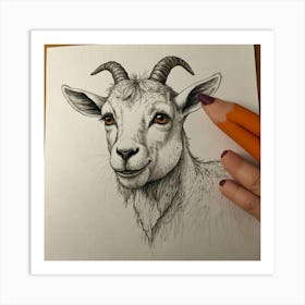 Goat Drawing 1 Art Print