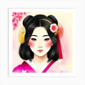 Tradition Embodied: A Japanese Geisha's Poise Art Print