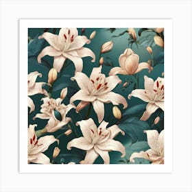 Aesthetic style, flower of Lily pattern Art Print