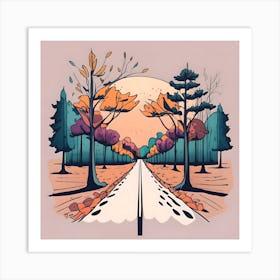 Road In Autumn Art Print