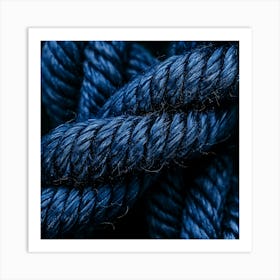 Blue Rope On Black Background Art Print