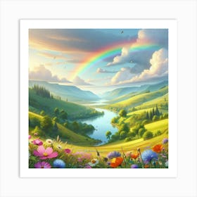 Rainbow Over The Valley 2 Art Print