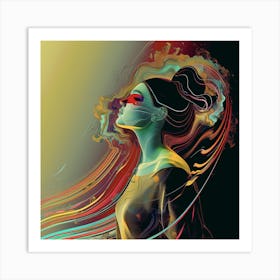 Calming portrait of a woman, artwork print, "Tranquility" Art Print