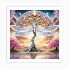 Dragonfly Tree Art Print