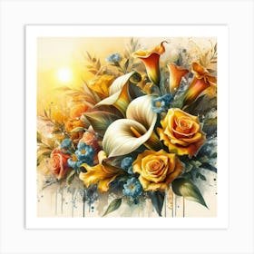 A beautiful and distinctive bouquet of roses and flowers 10 Art Print
