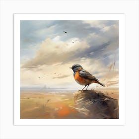 Bird On A Rock Art Print