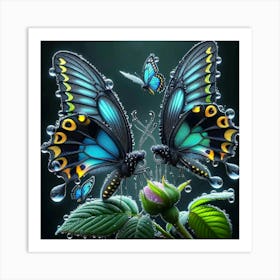 Butterflies On A Flower 1 Art Print