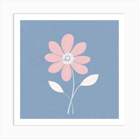 A White And Pink Flower In Minimalist Style Square Composition 655 Art Print