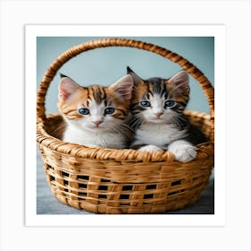 Kittens In A Basket Art Print