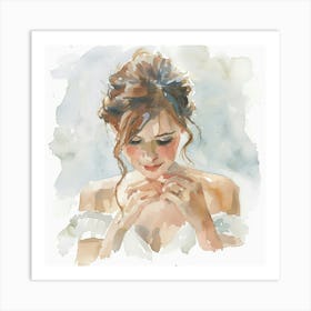 Watercolor Bride Getting Ready 1718372375 1 Art Print