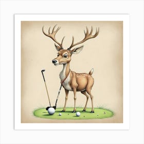 Golf Deer Art Print