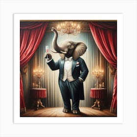 Elephant In Tuxedo Art Print