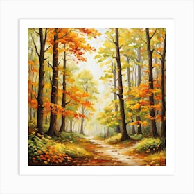 Forest In Autumn In Minimalist Style Square Composition 41 Art Print