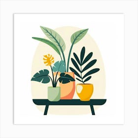 Potted Plants On A Table Art Print