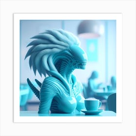 Alien In Coffee Shop 2 Art Print