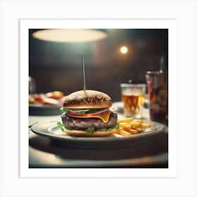 Burger On A Plate 71 Art Print