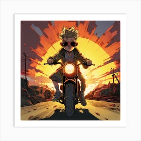 Boy On A Motorcycle Art Print