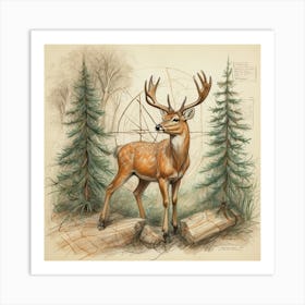 Deer In The Woods 131 Art Print