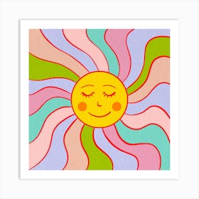 Retro Happy Sun Art Print