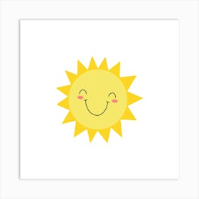 Cute sun printable art, smile sun print for Kids room, Sun poster, Kids playroom poster, Nursery sun wall art Downloadable file Art Print