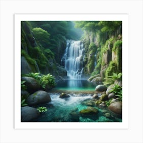 Waterfall In The Forest Art Print