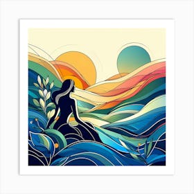 Abstract Woman In The Sea Art Print