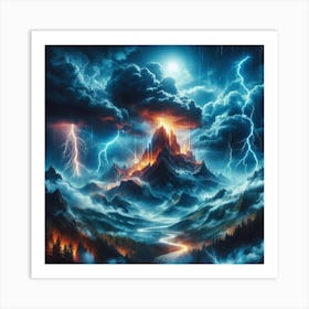 Lightning In The Mountains 1 Art Print