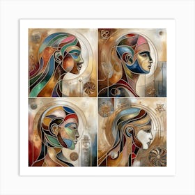 Four Faces Of Women Art Print