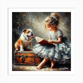 Little Girl Reading A Book Art Print