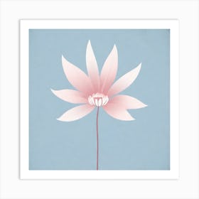 A White And Pink Flower In Minimalist Style Square Composition 730 Art Print