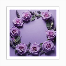 Purple Roses In A Circle Art Print