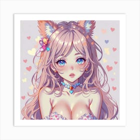 Cute Girl With Ears And Necklace(1) Art Print