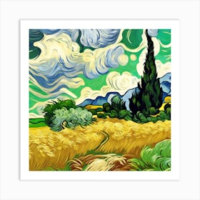 A Wheatfield With Cypresses, Vincent van Gogh 5 Art Print