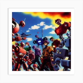 Robots In Space Art Print