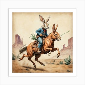 Rabbit On A Horse 4 Art Print