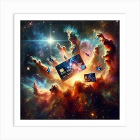 Credit Cards In Space Art Print