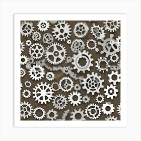 Gears On A Brown Background Art Print