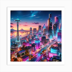 Neon Dreamscape: The Future Metropolis Art Print