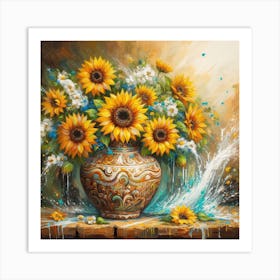 Sunflowers In A Vase 6 Art Print