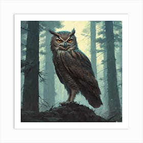 Owl In The Woods 20 Art Print