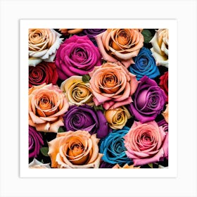 Colorful Roses Seamless Pattern 6 Art Print