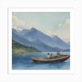 Fishing In A Boat Art Print