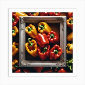 Frame Created From Bell Pepper On Edges And Nothing In Middle Haze Ultra Detailed Film Photograph Art Print