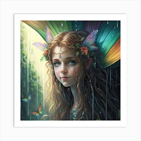 Fairy In The Rain Art Print