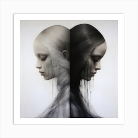 Two Women In Black And White Art Print