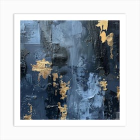 Gold And Blue Abstract Painting 12 Art Print