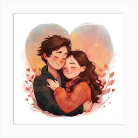 Couple Hugging 5 Art Print