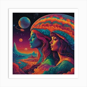 Psychedelic Females Art Print